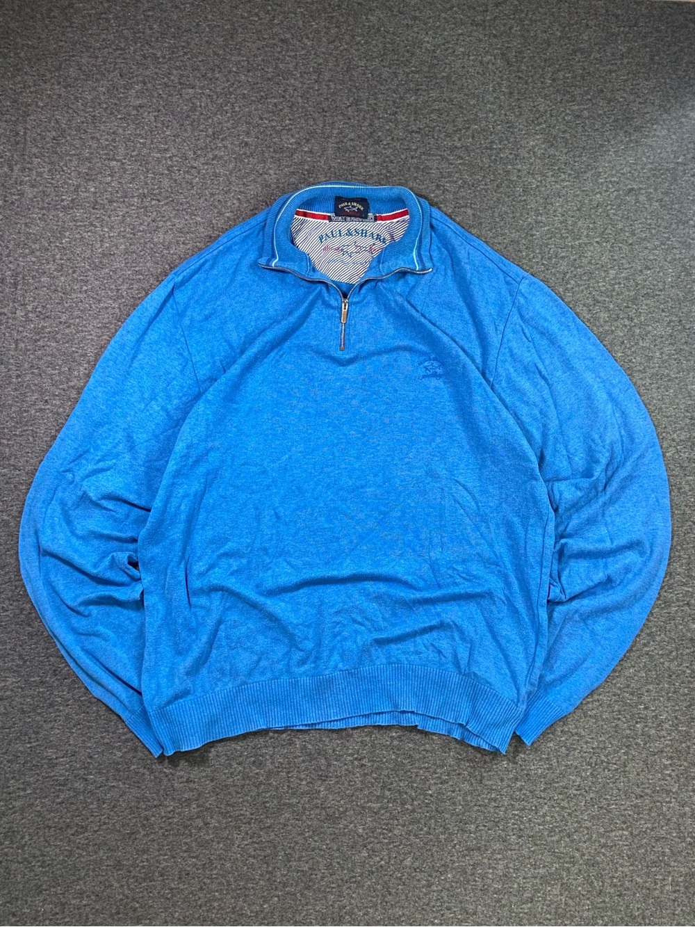 🔥 Paul & Shark Yachting Blue Quarter Zip Sweater Mens Large Made in Italy